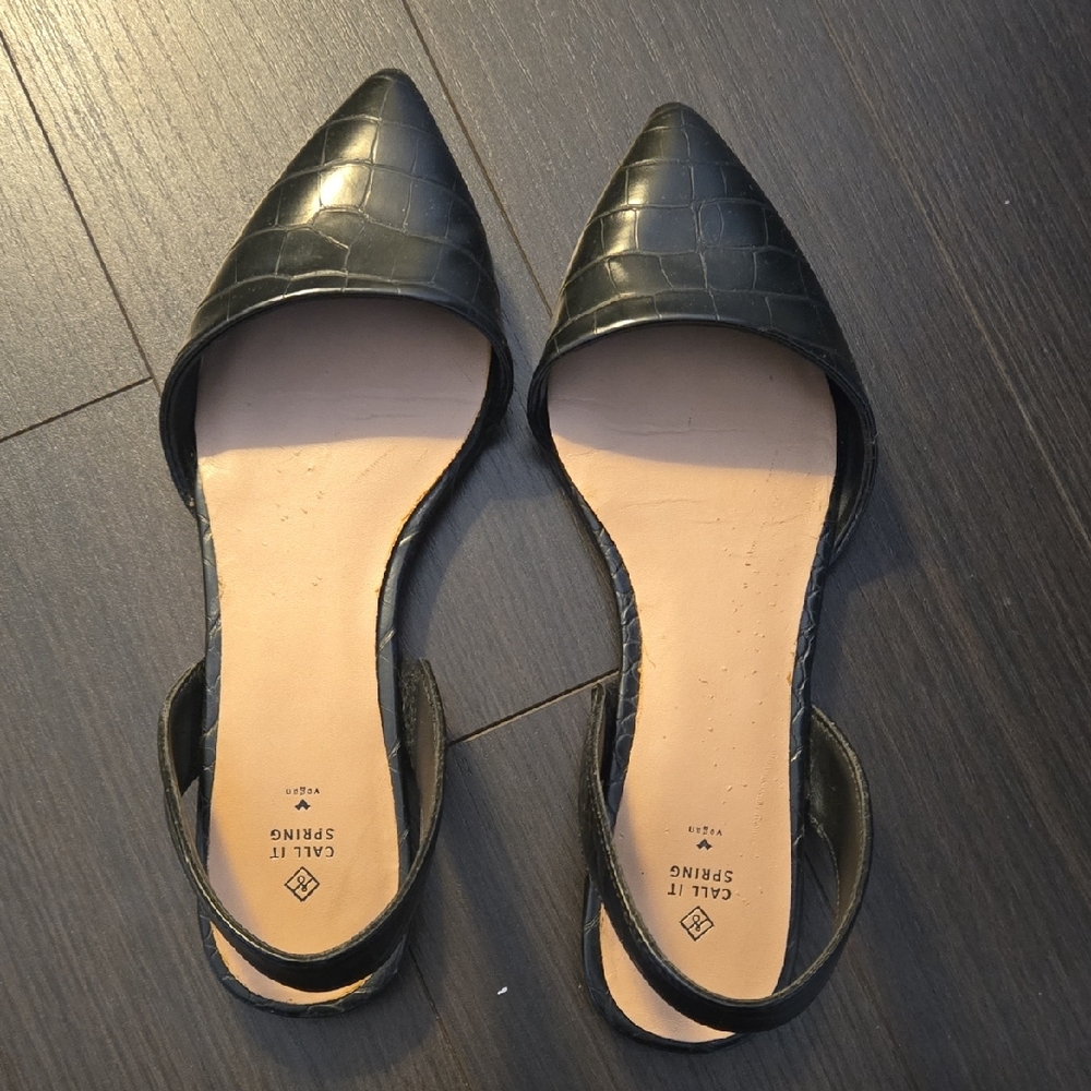 Call It Spring Black Croc-Embossed Flats